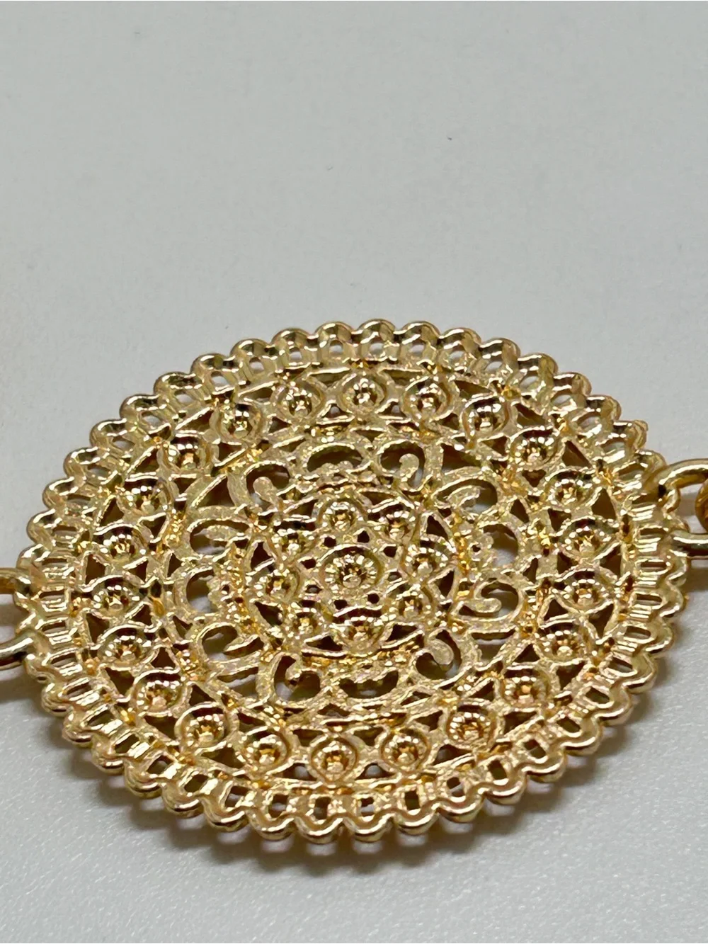 Gold Filigree Disc Waist Hip Chain Belt, 45”